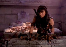 xena looking at mom's bones