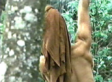 gabrielle in camp shower